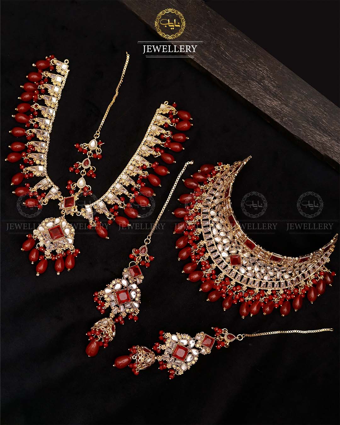 Kundan Collar Bridal set with Matha patti-2763-Golden