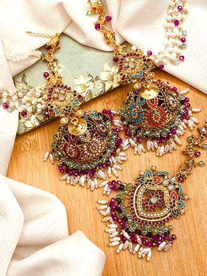 Premium Quality Noratan Sahara Jhumka with Tika NJ-1608