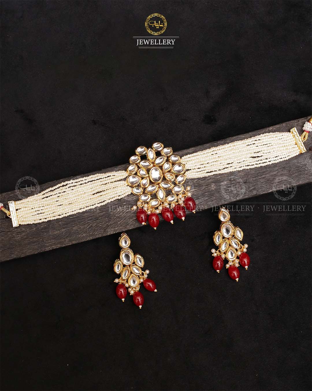 Indian Uncut kundan chokar set (back side meena work)-2427