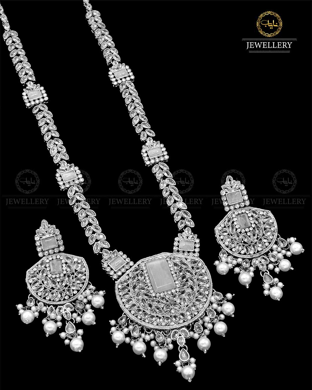 Premium Quality Egyptian Bridal Mala set With Zarcon Stones NJ-1843-S