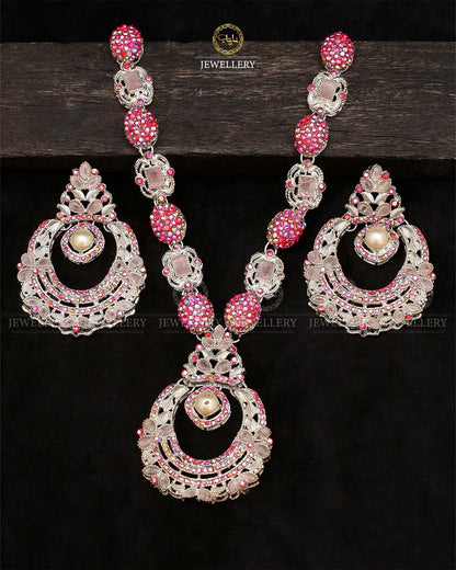 Turkish Necklace set-2534-Silver Nayab Jewellery