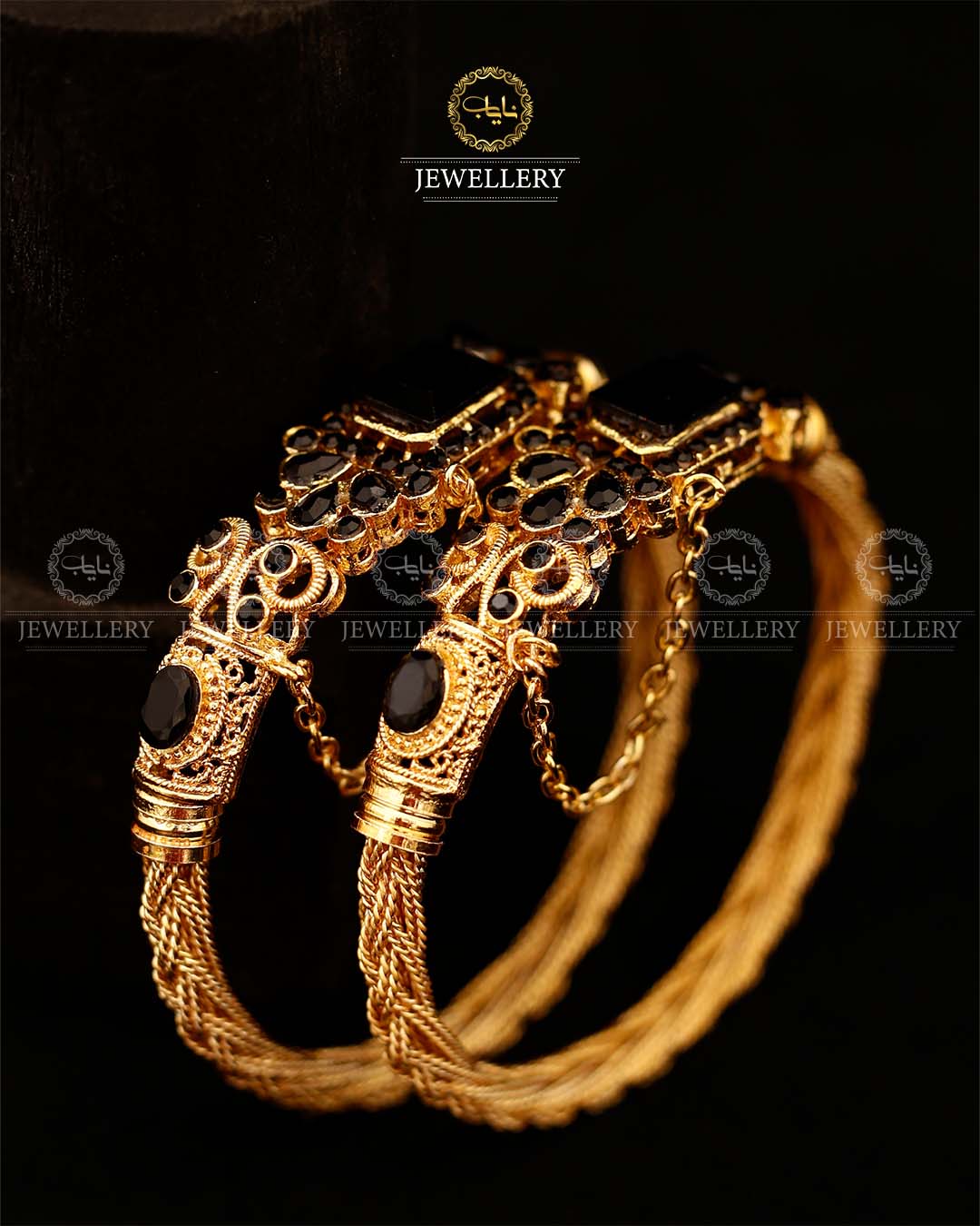 Madrasi Square Stone Free size Bangles (pair)-2927