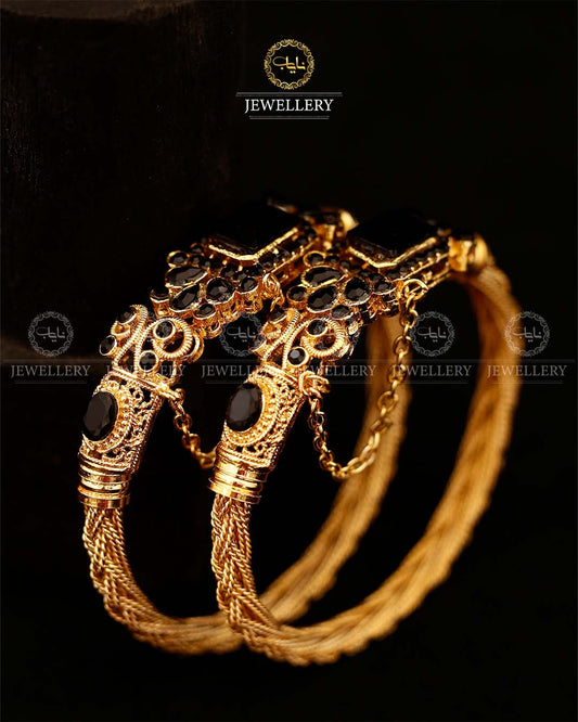 Madrasi Square Stone Free size Bangles (pair)-2927