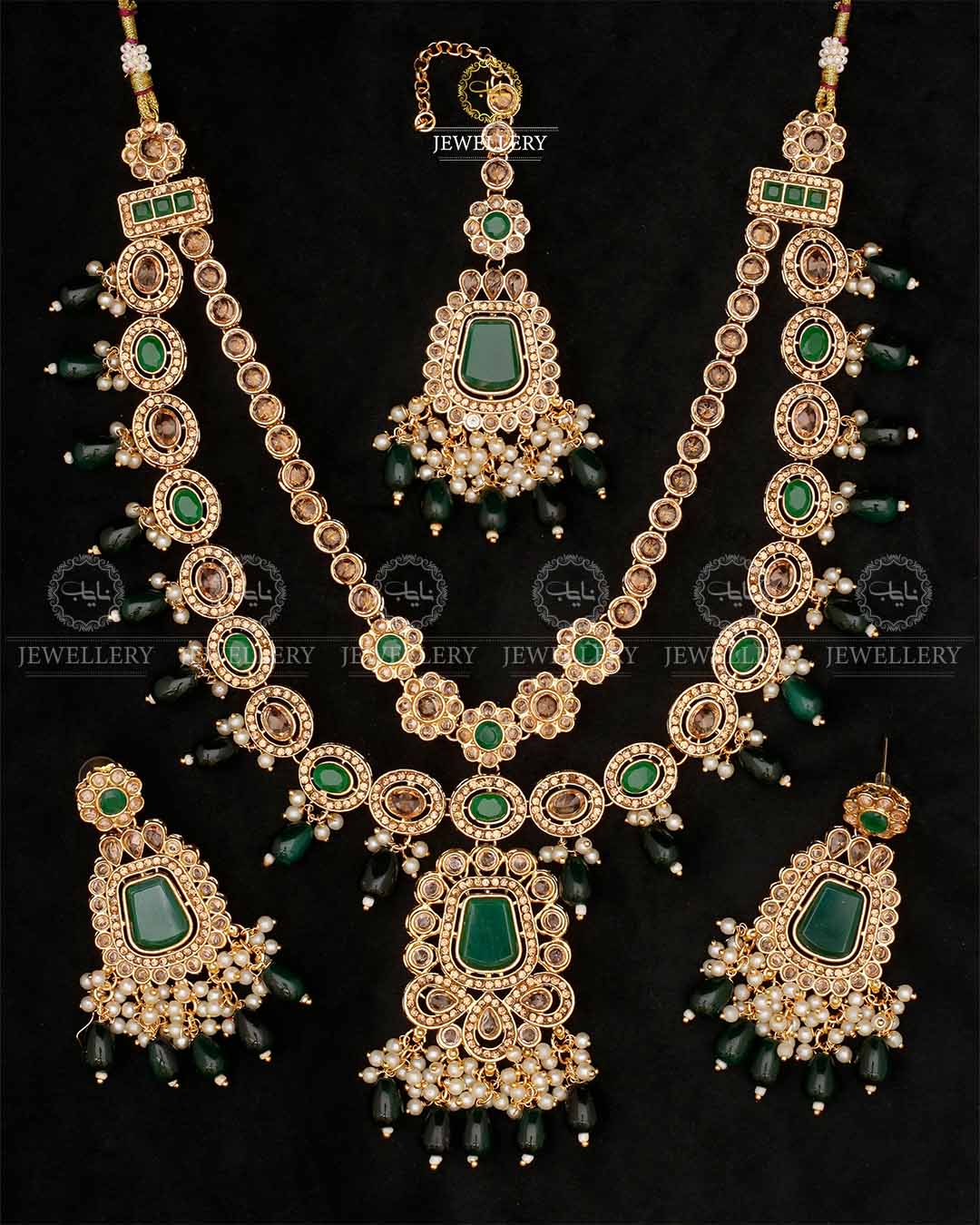 2 layers Bridal Necklace set-2533 Nayab Jewellery