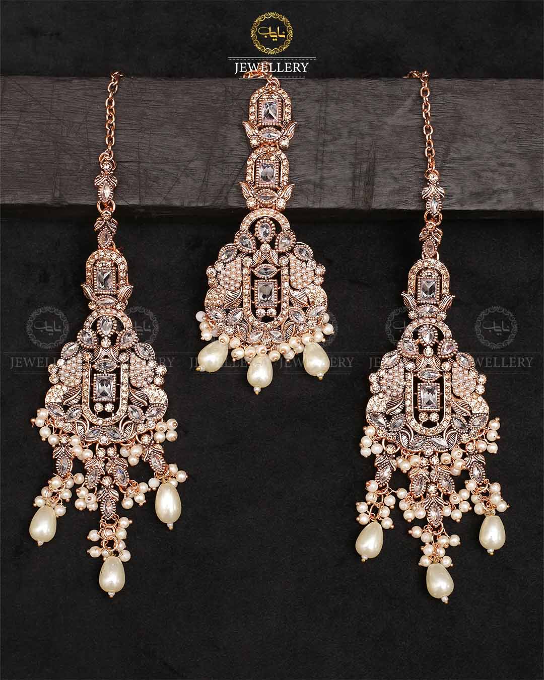 Rajhistani Antique Earrings Tika set-2327-Golden