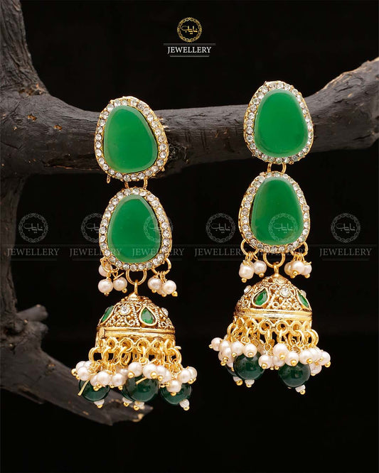 Shahi Long Jhumka-2563-Golden Nayab Jewellery