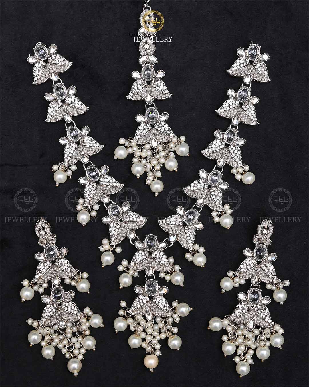 Shinning Star Necklace set with Tika-2260-Silver