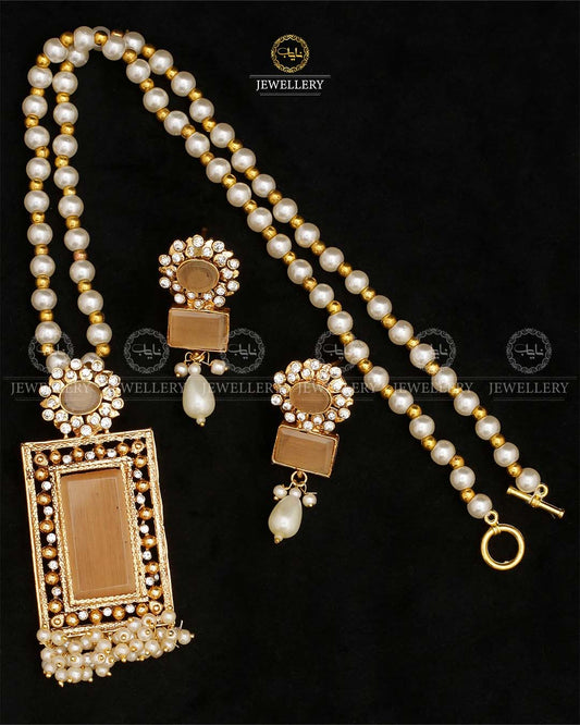 Egyptian Locket set with mala-2519 Nayab Jewellery