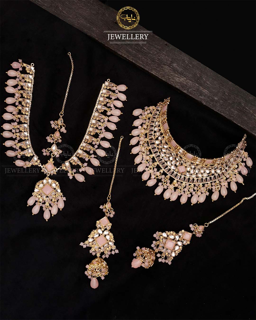 Kundan Collar Bridal set with Matha patti-2763-Golden