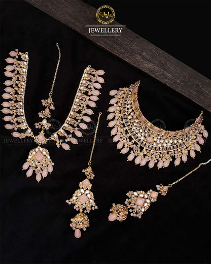 Kundan Collar Bridal set with Matha patti-2763-Golden