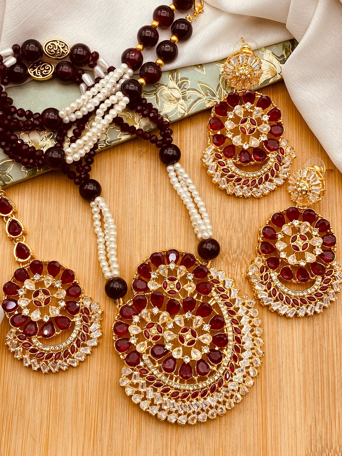Bloom Zarcon Mala set-2485-Golden Nayab Jewellery