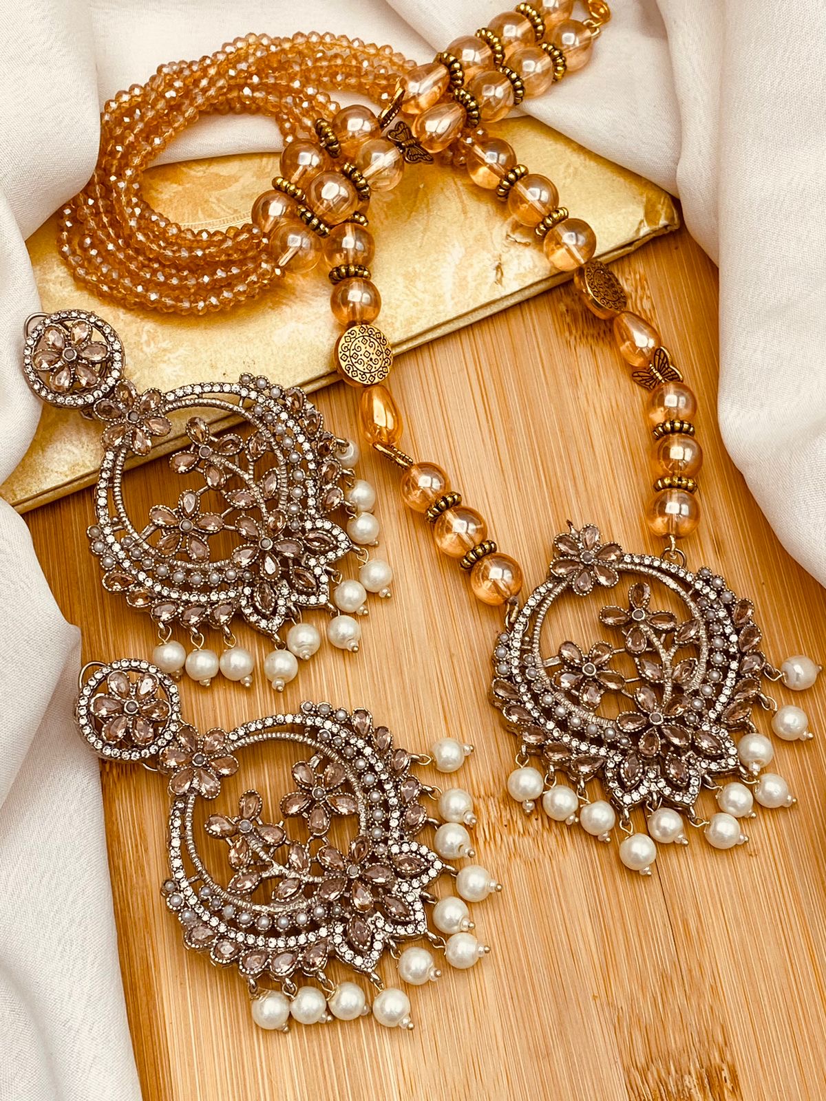 Marjan Traditional Real stones Dilver Maala Set NJ-1222