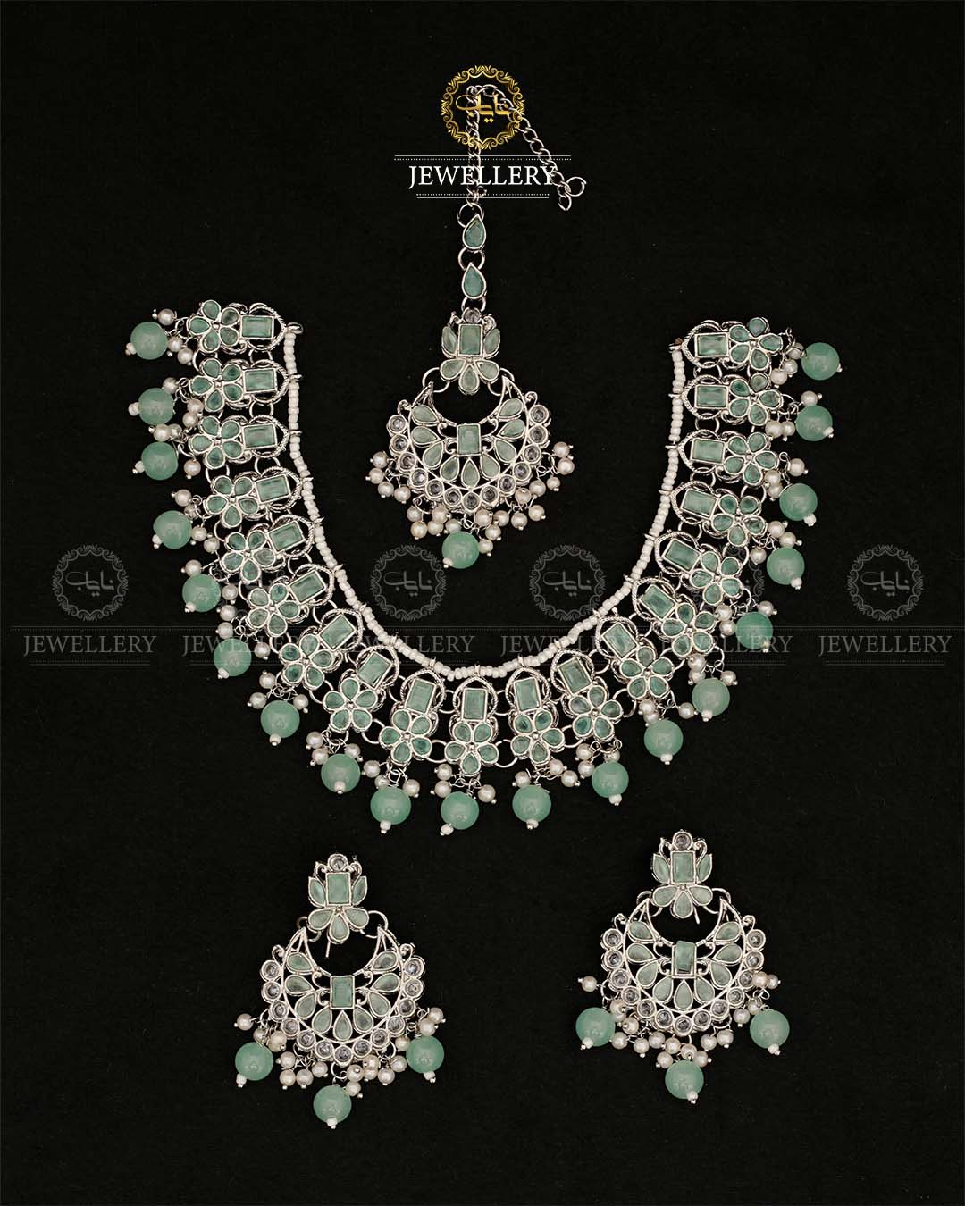 Zirconia Necklace set N-108-Silver