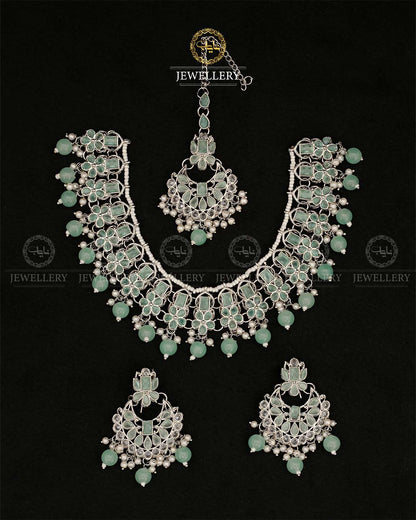 Zirconia Necklace set N-108-Silver