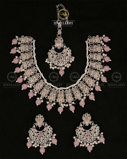 Zirconia Necklace set N-108-Silver
