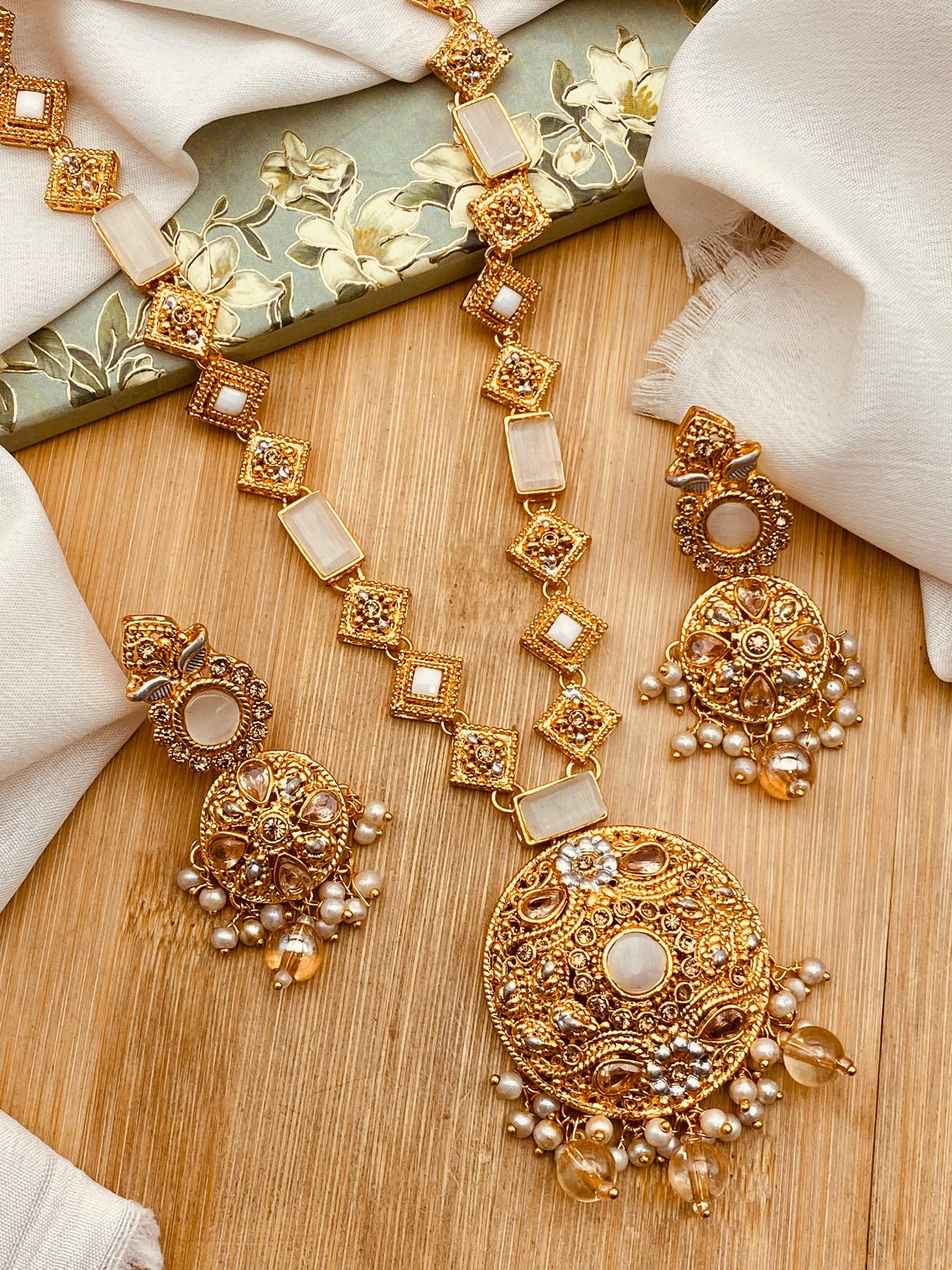 Latest Style Egyptian Mala With Earring NJ-1503 Nayab Jewellery