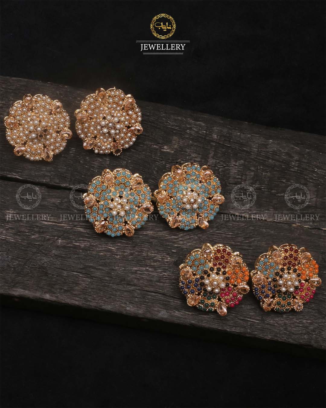 Noratan studs-2465-Golden Nayab Jewellery