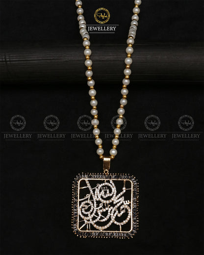 Zarcon Square Calligraphy pendant with Mala (محمد رسول اللہ)-2461 Nayab Jewellery