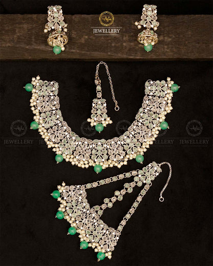 Fliexible Zirconia Bridal set-2852-Silver