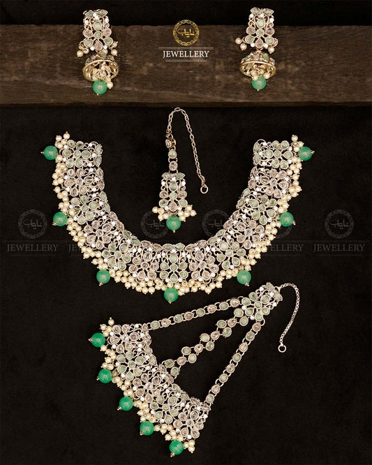 Fliexible Zirconia Bridal set-2852-Silver