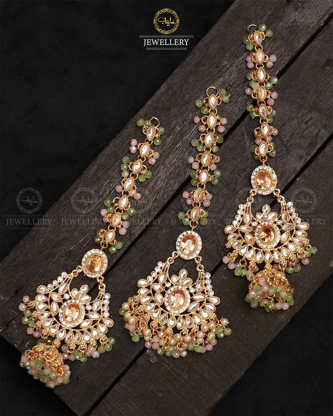 Decent Long sagar jhumka tika-2321-Golden