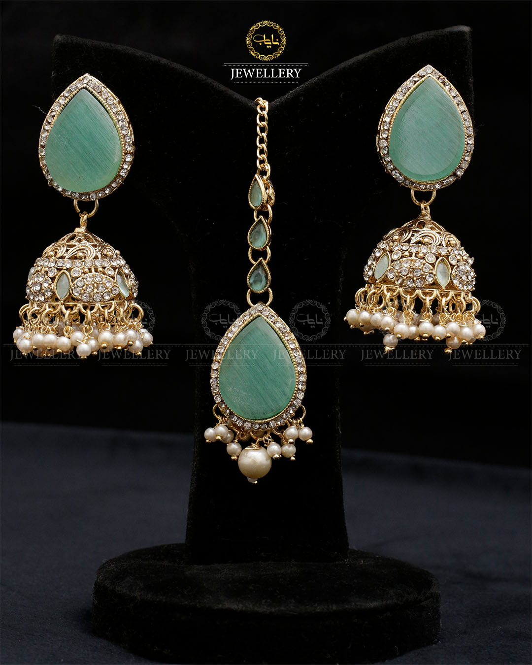 Turkish Jhumka Tika set Golden-2280