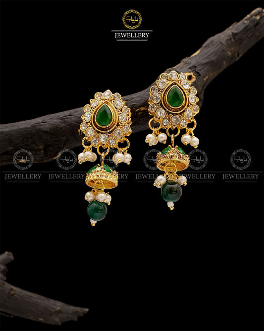 Uncut Small Jhumki-2554-Golden Nayab Jewellery