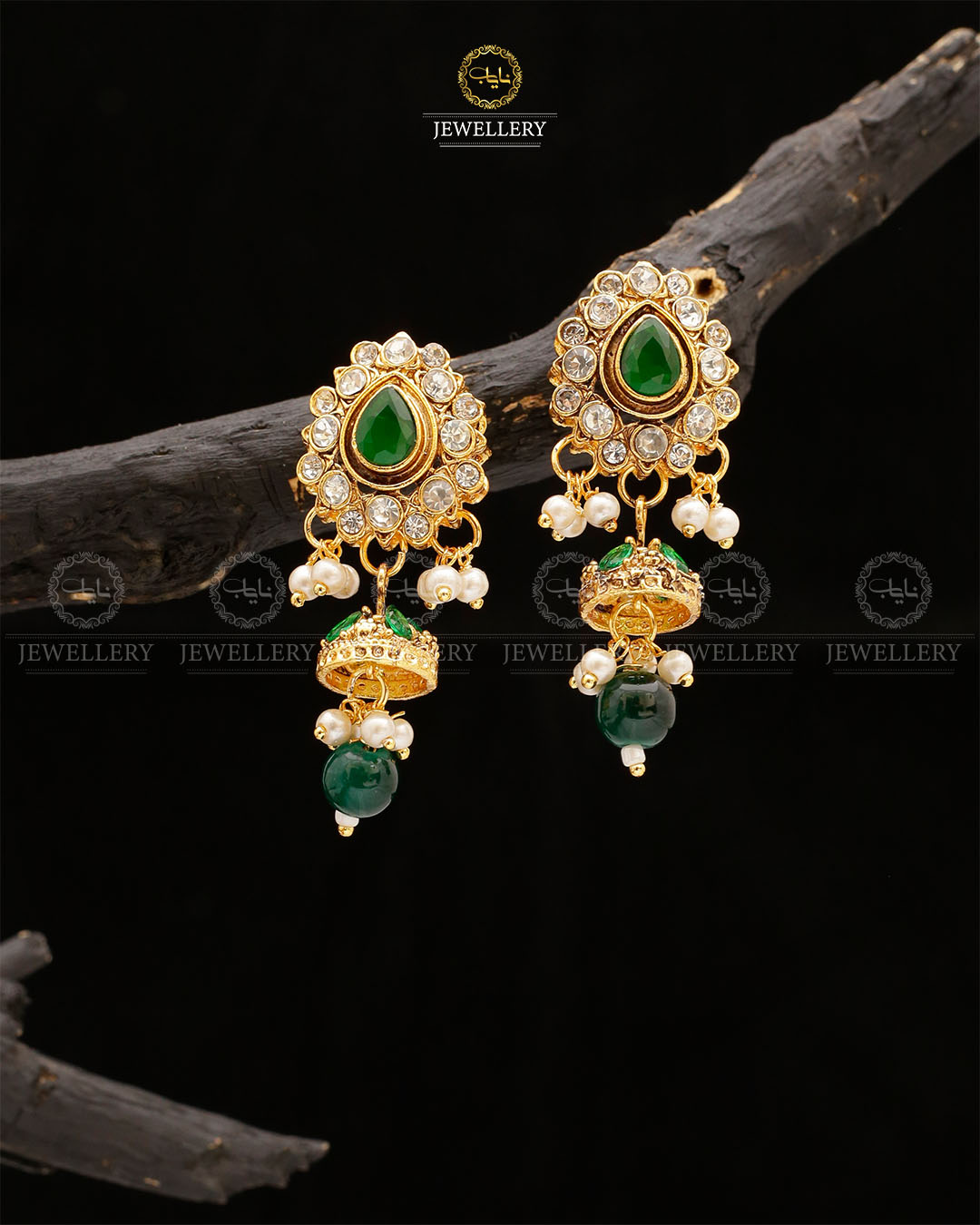 Uncut Small Jhumki-2554-Golden Nayab Jewellery