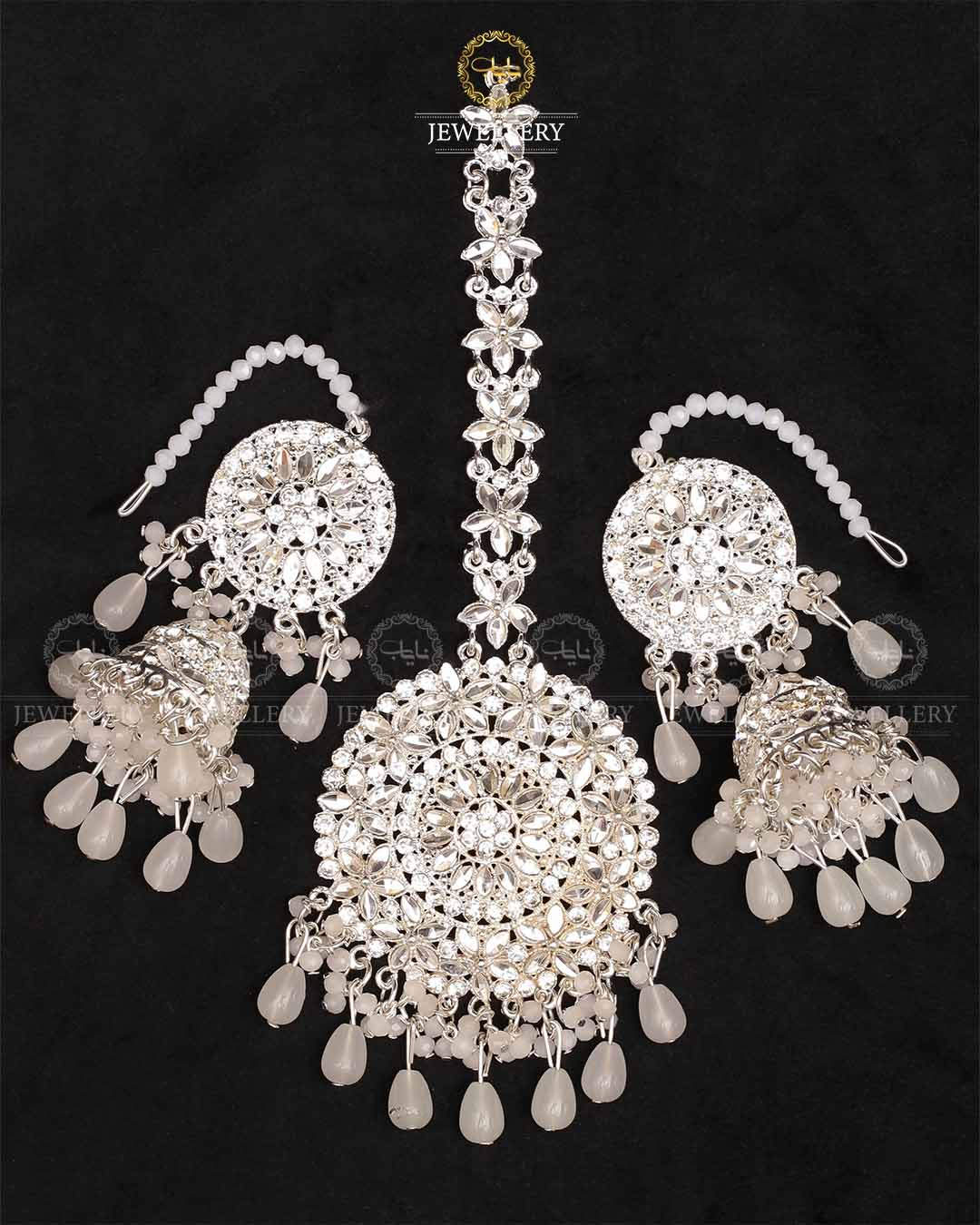 Kundan Jhumka with Big size Tika-2328-Silver