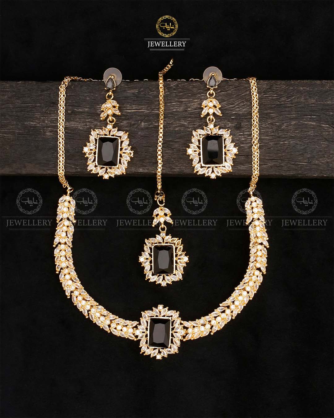 Premium Zirconia Necklace set-2537-Golden Nayab Jewellery