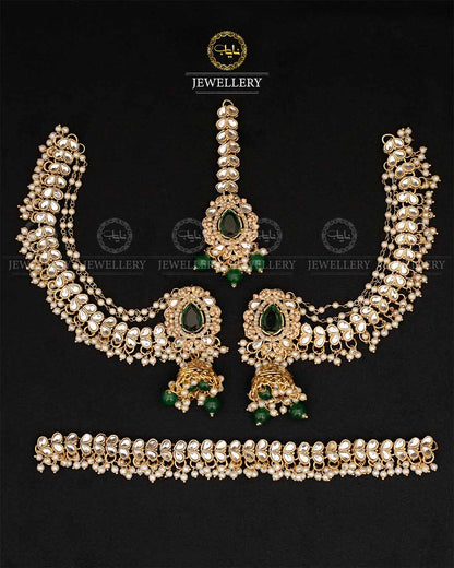 Kundan Chokar with bahubali Earrings Tika -2610