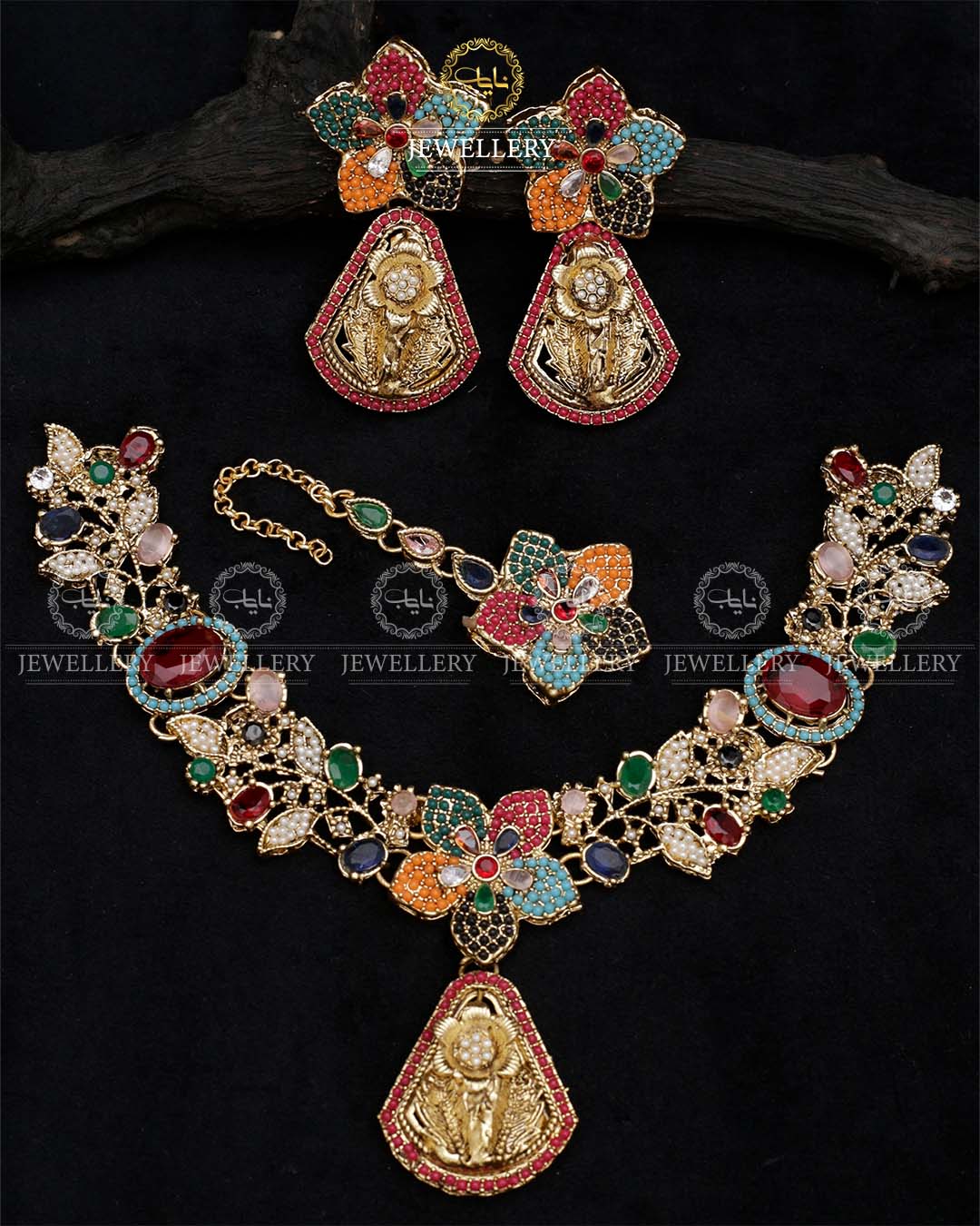 RAHA Turkish Necklace set N-1026-Golden