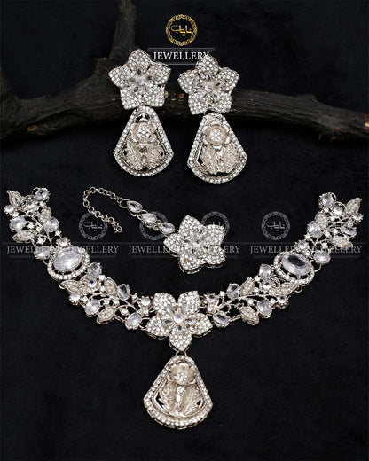 RAHA Turkish Necklace set N-1026-Silver
