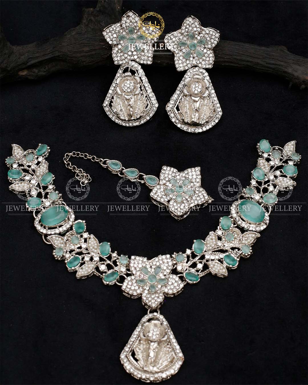 RAHA Turkish Necklace set N-1026-Silver