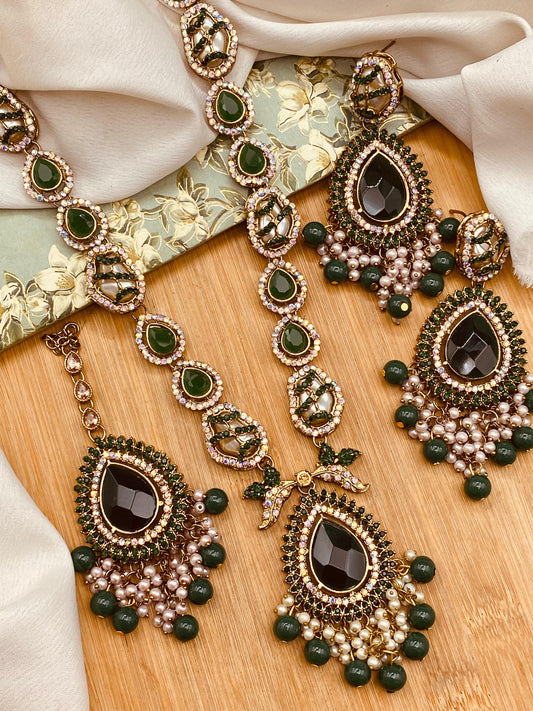 Turkish Mother pearl Long Mala set-2777 Nayab Jewellery