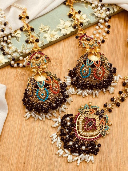 Premium Quality Noratan Sahara Jhumka with Tika NJ-1608