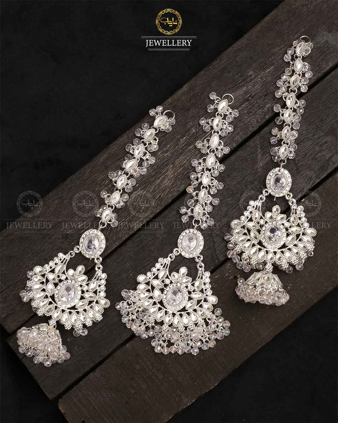 Decent Long sagar jhumka tika-2321-Silver