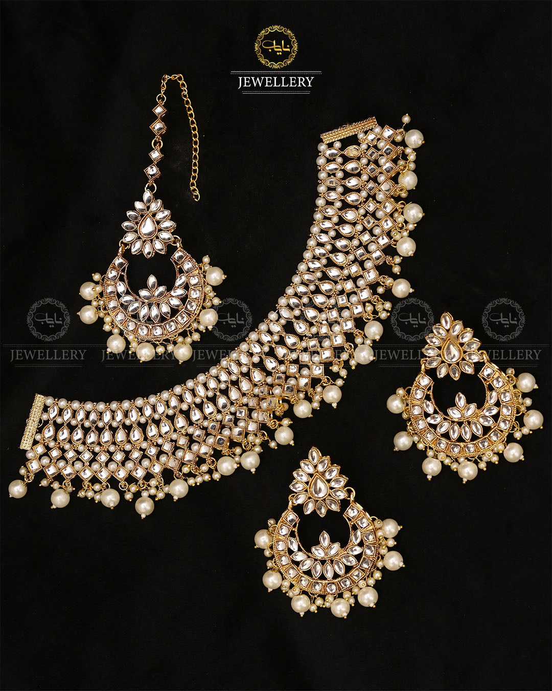 Uncut kundan Necklace with Baali Tika-2700 Nayab Jewellery