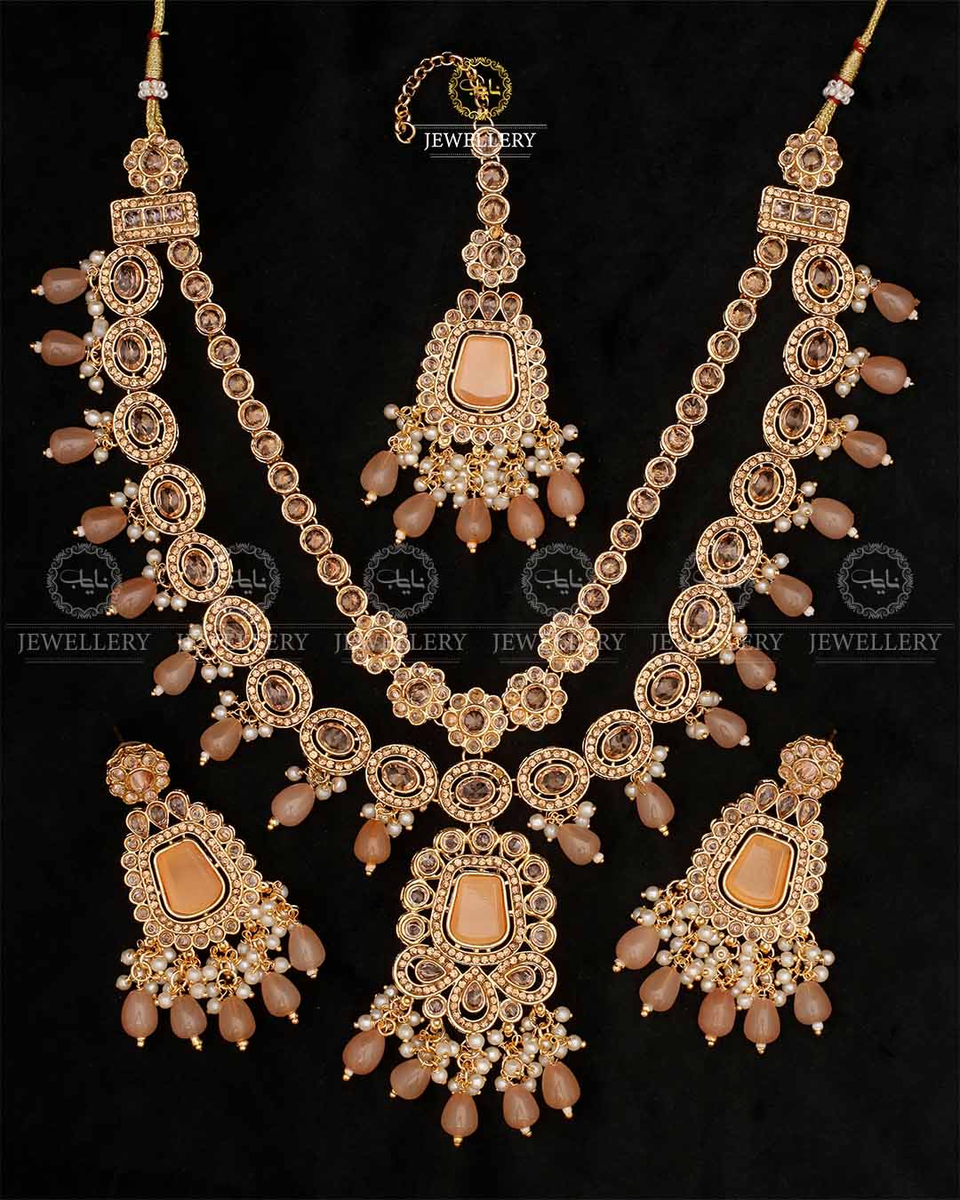 2 layers Bridal Necklace set-2533 Nayab Jewellery