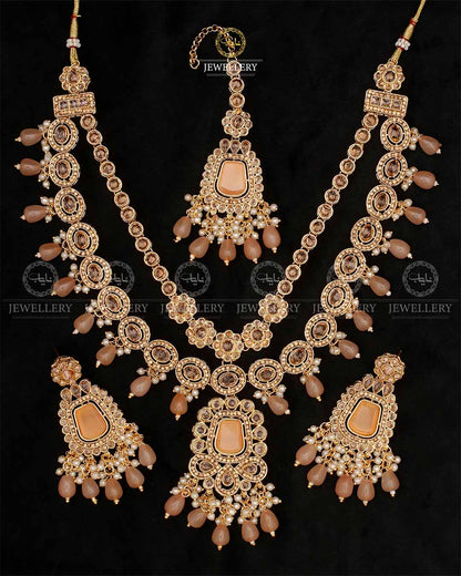 2 layers Bridal Necklace set-2533 Nayab Jewellery