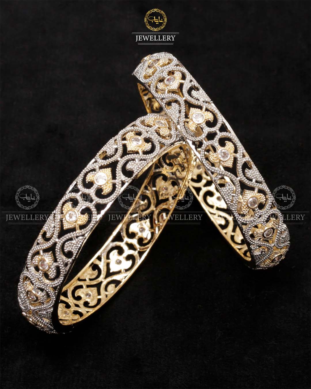 American dimond jarao Bangles (pair)-2450 Nayab Jewellery