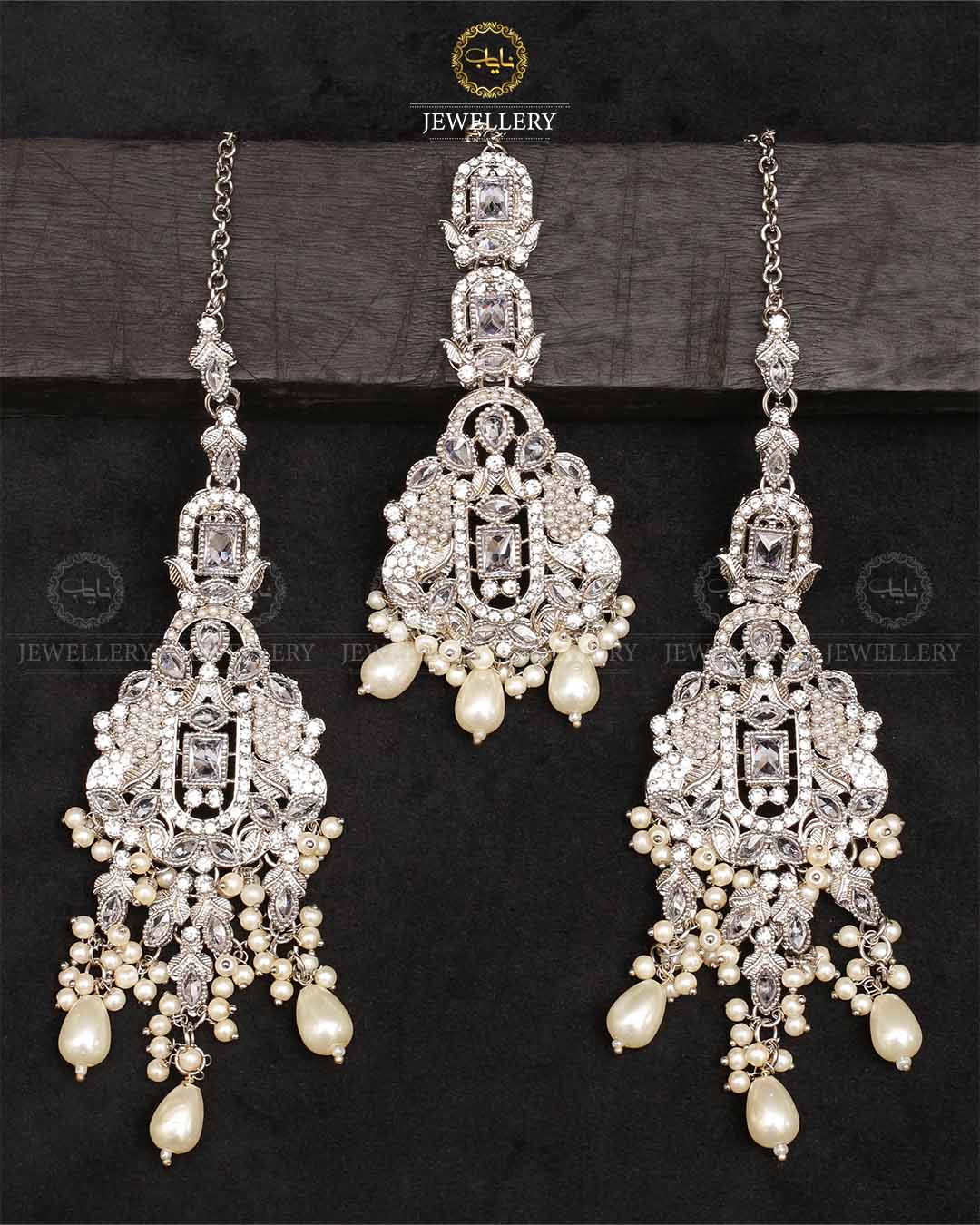 Rajhistani Antique Earrings Tika set-2327-Silver