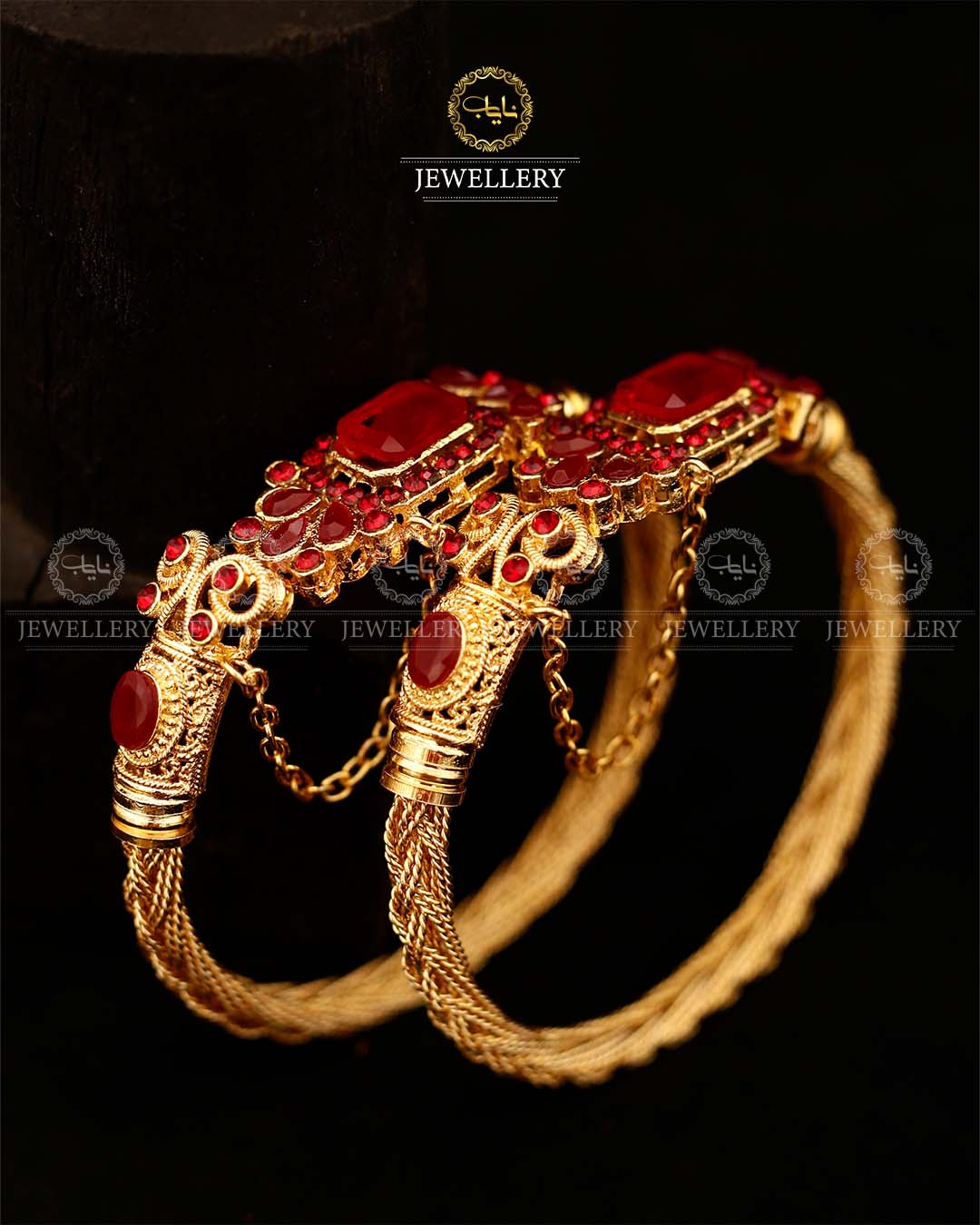 Madrasi Square Stone Free size Bangles (pair)-2927