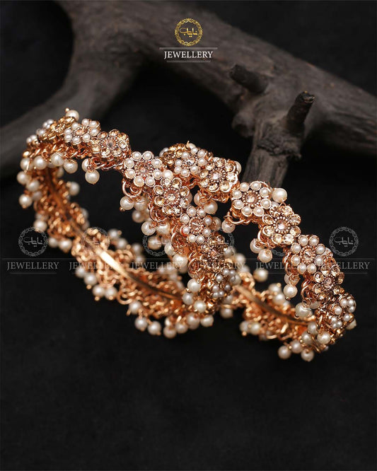 Janan Pearl Bangles (pair)-2365-Champagne