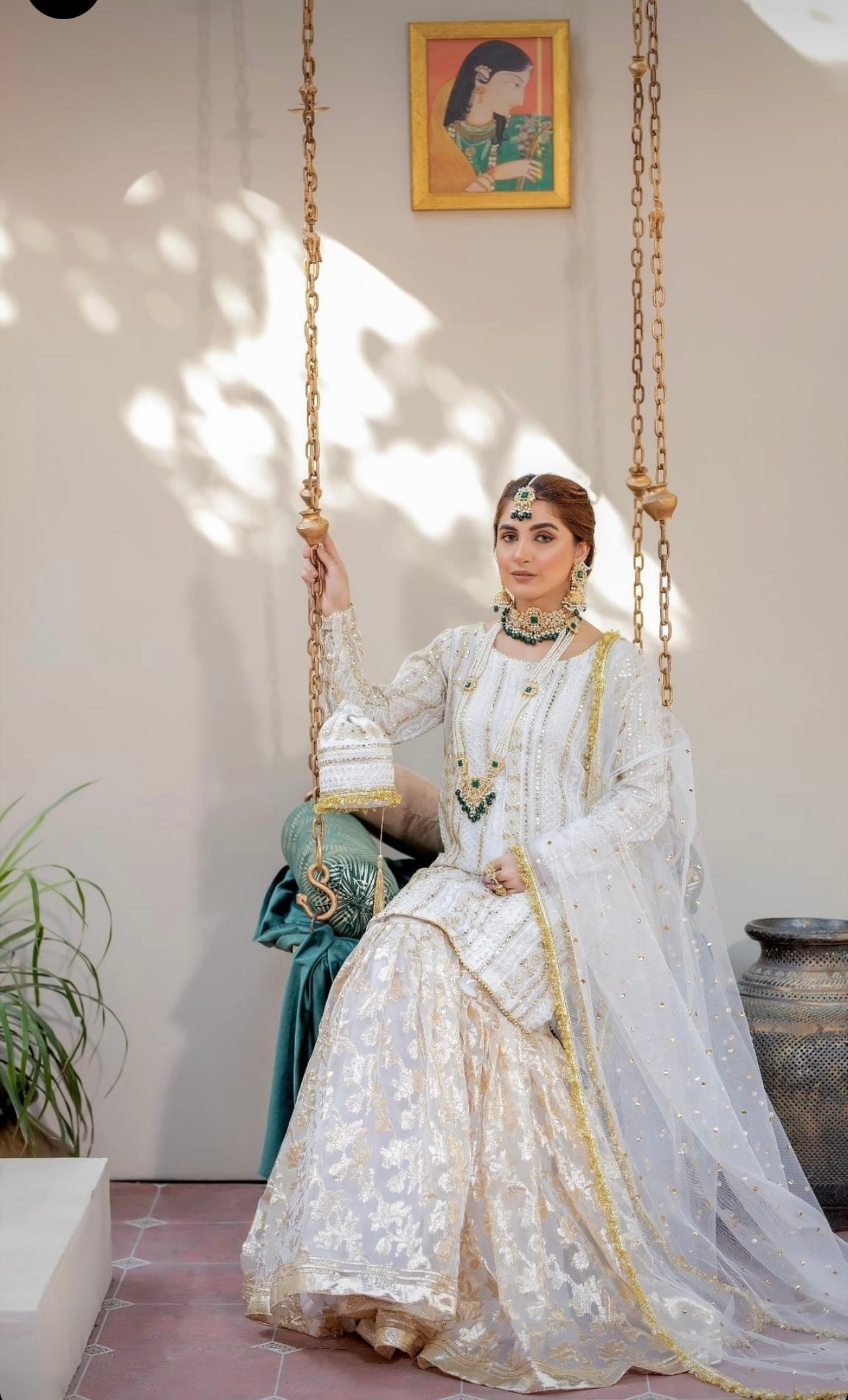 Egyptian 6 pcs Bridal Double Necklace with Jhumkaz NJ-1918 Nayab Jewellery