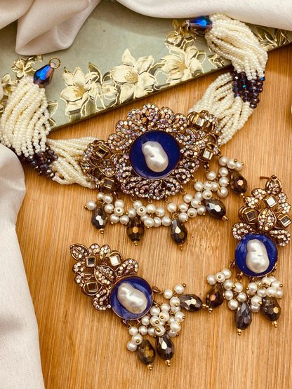 Turkish Mother Pearl Chokar Set-2696 Nayab Jewellery