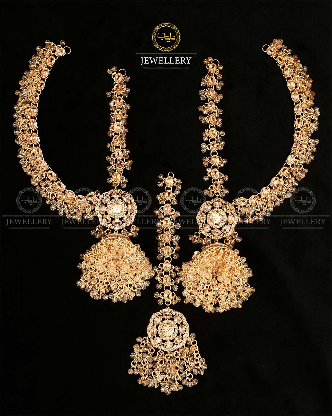 Bahubali Zarcon Earrings with Tika-2898