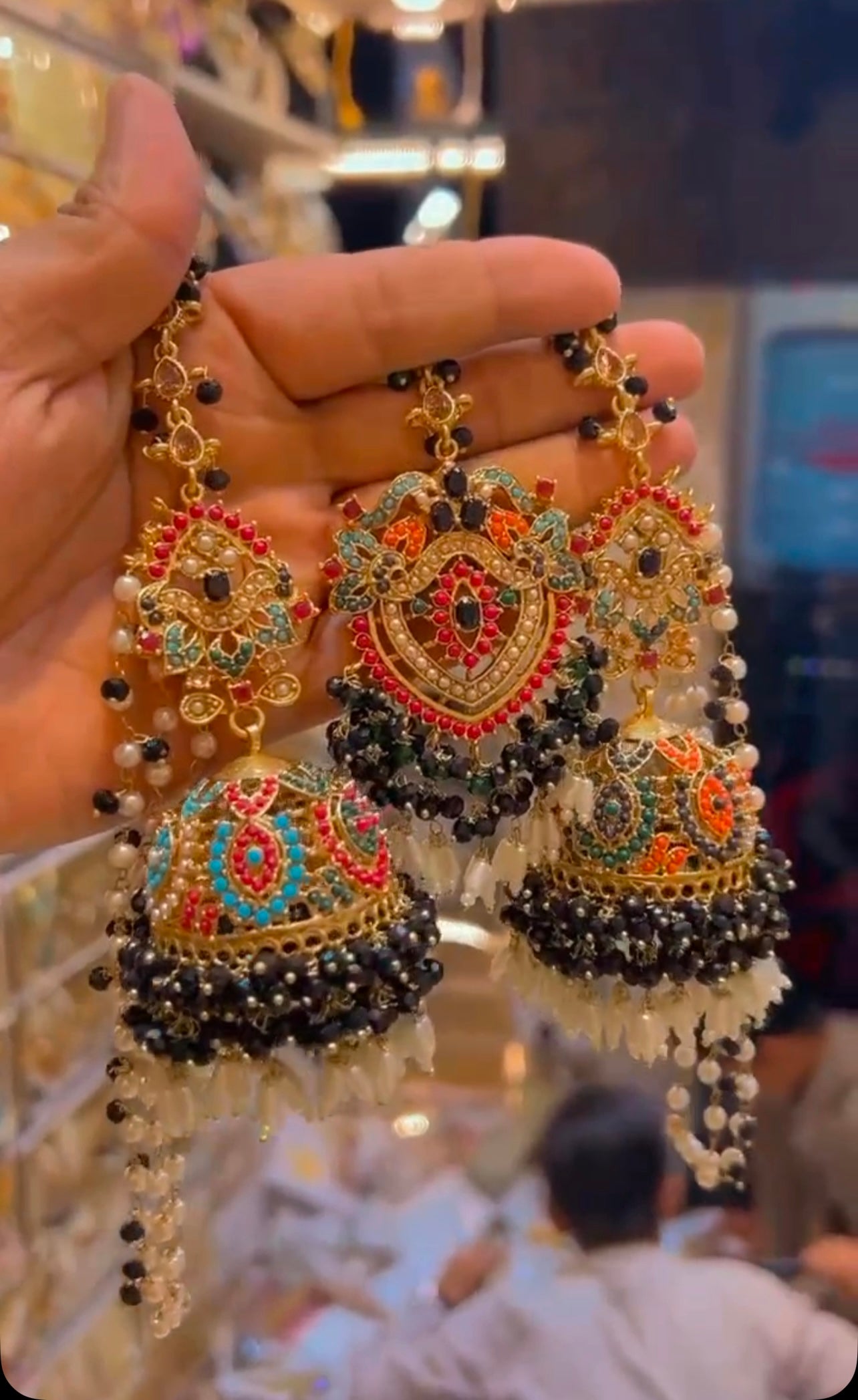 Premium Quality Noratan Sahara Jhumka with Tika NJ-1608