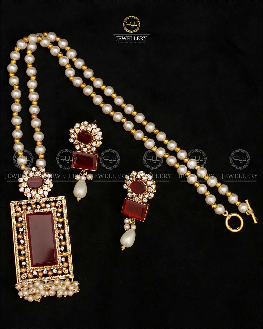 Egyptian Locket set with mala-2519 Nayab Jewellery