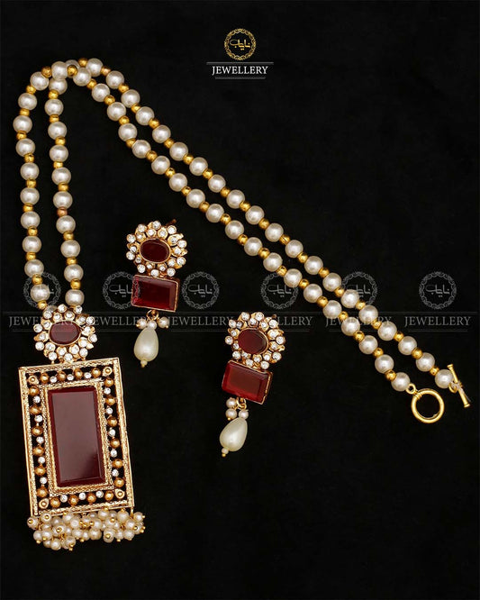 Egyptian Locket set with mala-2519 Nayab Jewellery